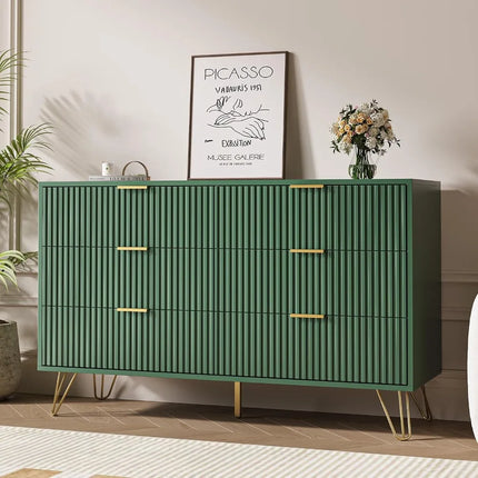 TideRise 7 Drawer Bedroom Dresser - Wide Chest with Gold Pulls, 47.2