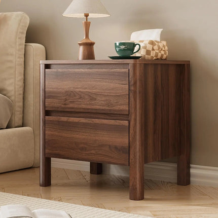 Belmont Luxe Walnut Nightstands Set of 2, Mid Century Modern Design, H