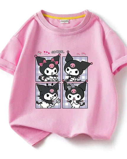 Kawaii Kuromi Anime Kids Summer T-Shirt - Cute Cartoon Tee for Boys and Girls