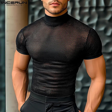 Men's Hollow-Out Mesh Tee — See-Through Short Sleeve, Oversized Streetwear | Très Élite