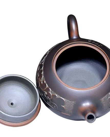 Elegant Handcrafted Purple Clay Teapot Set with Dragon and Phoenix Design - Perfect for Tea Lovers
