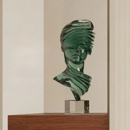 Modern Figurine Transparent Resin Male Bust Statue Abstract Man Bust S