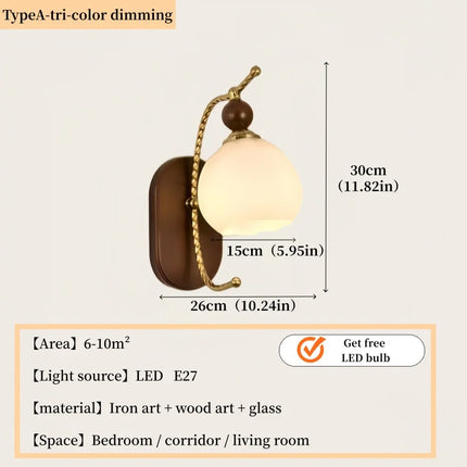 Vintage French Flower Wall Sconce — Frosted Glass Petal, E27