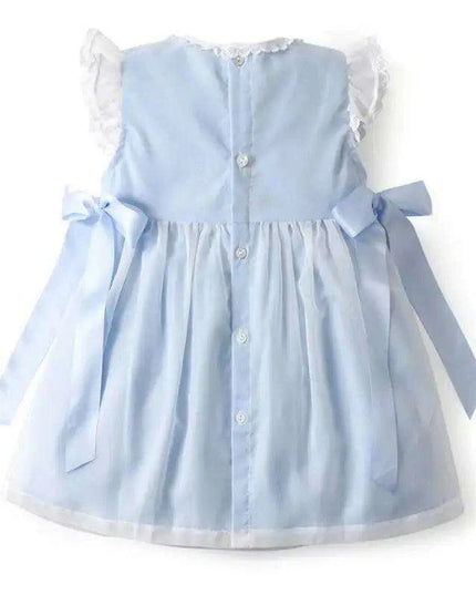 Baby Girl Christening Gown with Spanish Lace and Charming Bow -