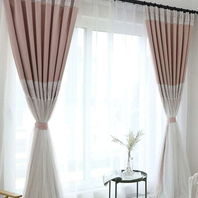 Whimsical Lace-Trimmed Blackout Curtains in Candy Colors for Stylish Girls' Bedrooms
