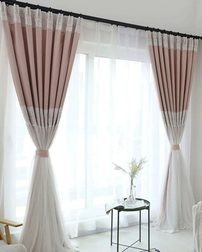 Whimsical Lace-Trimmed Blackout Curtains in Candy Colors for Stylish Girls' Bedrooms