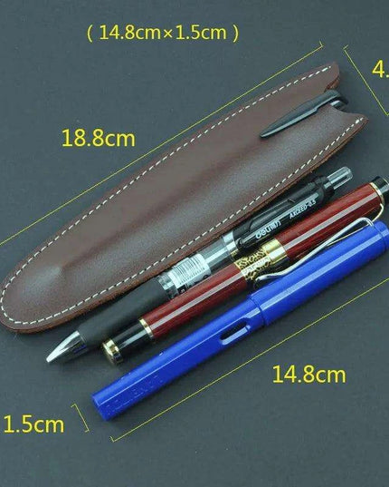 Elegant Cowhide Leather Zippered Pen Organizer for a Classy Workspace