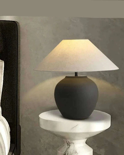 Chic Wabi Sabi Ceramic Table Lamp - Customizable Brightness & Color for Elegant Spaces