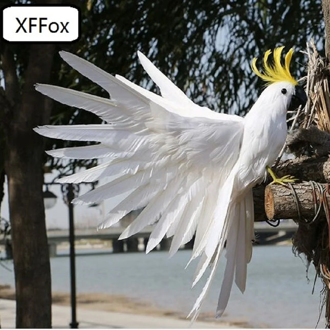 XFFox Realistic White Wings Parrot Model - Foam & Feather, 35x50cm