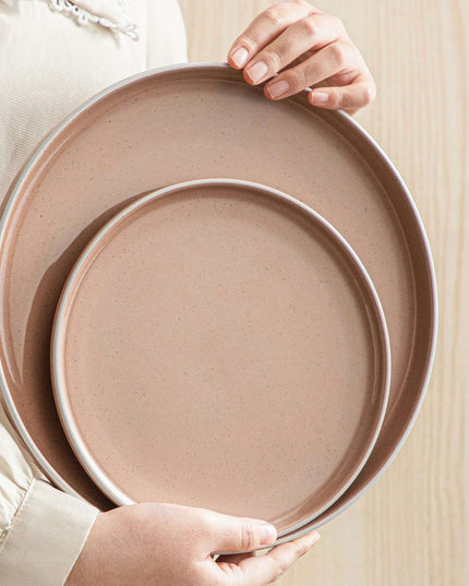 Apricot Elegance: Sesame Glazed Stoneware Dinnerware Set - 16/32/48 Piece Collection of Plates, Bowls, and Mugs