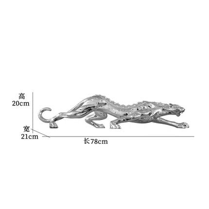 Luxury Resin Leopard Statue — Diamond Embellished, Gold or Silver, Two Sizes