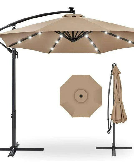 Solar-Powered 10ft LED Hanging Market Umbrella for Outdoor Spaces