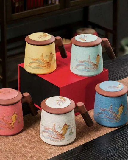 Sophisticated Purple Clay Travel Tea Mug Set with Infuser and Lid - 400ml for Office and Leisure