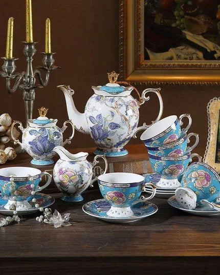 Elegant 5-Piece European Bone China Tea and Coffee Serving Set for Afternoon Delights