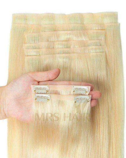 Invisible Seamless Clip-In Human Hair Extensions - 8 Piece Set, 100G/120G, 12-22 Inch Lengths
