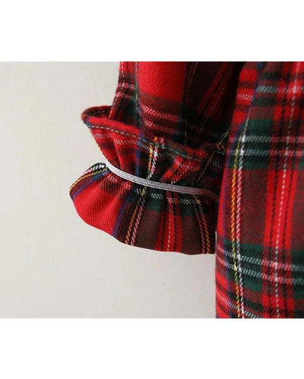 Festive Plaid Christmas Dress for Girls 9 Months to 3 Years with Cute Rabbit Accents