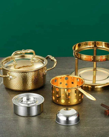 Solo Dining Stainless Steel Pot Set with Integrated Alcohol Burner