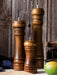 Stylish Wooden Salt and Pepper Grinder Set with Adjustable Ceramic Mechanisms and Elegant Stand