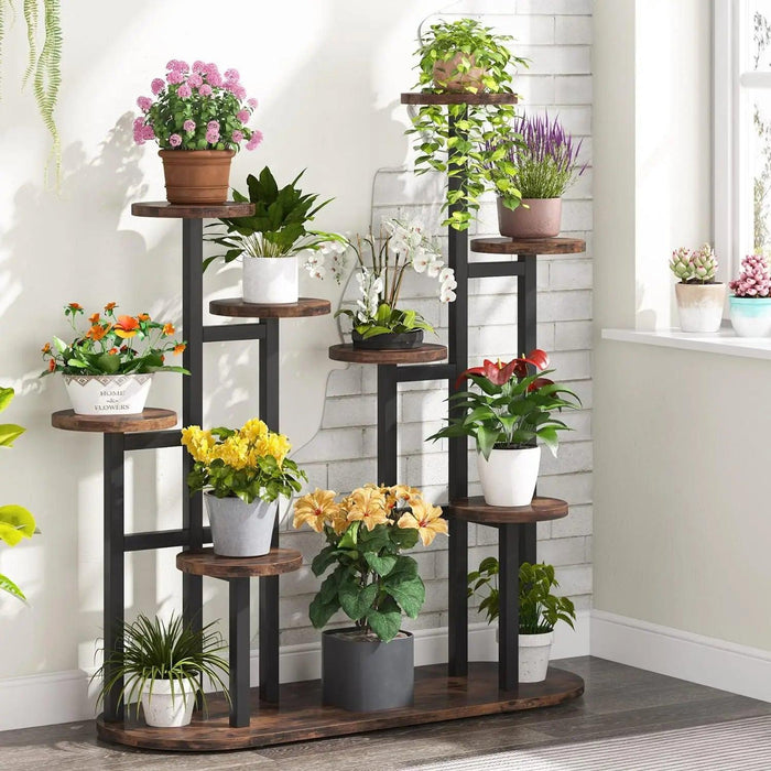 Tribesigns Wooden Plant Stand Shelf for 11 Potted Plants, Multi-Tier Flower Display Rack