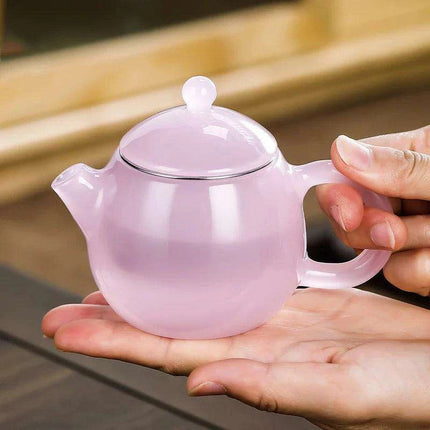 Dragon Egg Inspired Green Jade Glass Tea Infuser Pot - Elegant Petite Teapot for Brewing Green Tea