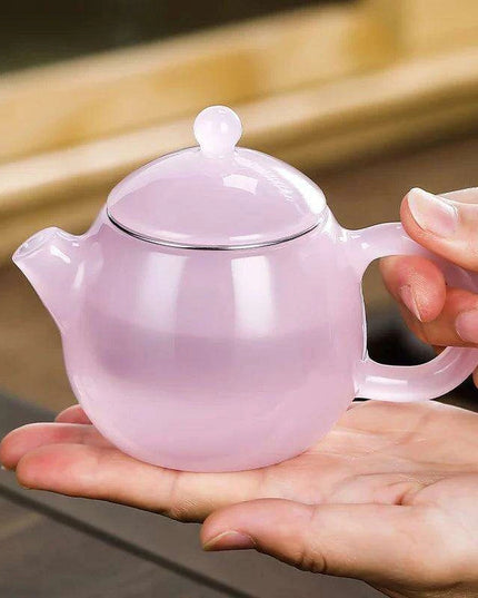 Dragon Egg Inspired Green Jade Glass Tea Infuser Pot - Elegant Petite Teapot for Brewing Green Tea