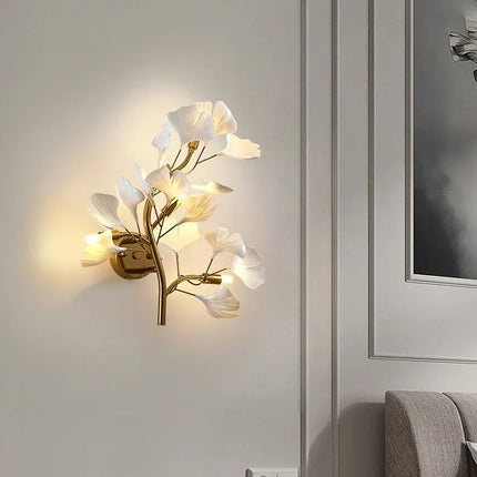 Ginkgo Leaf Wall Lamp | Nordic Luxury Sconce for Living Room & Bedroom