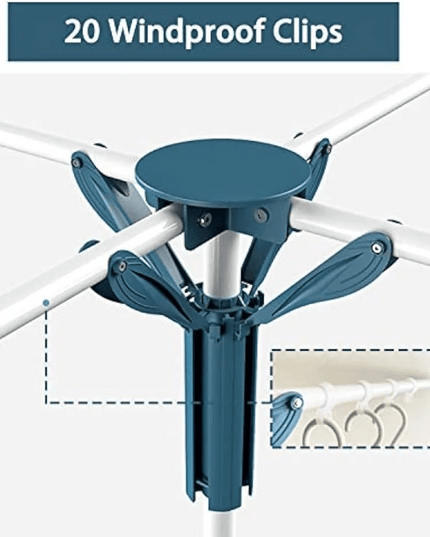 Adjustable Height Portable Tripod Clothes Drying Rack with Windproof Clips
