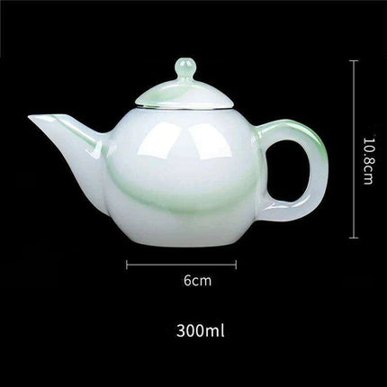 Elegant Jade Green Porcelain Tea Set - Deluxe Brewing Experience