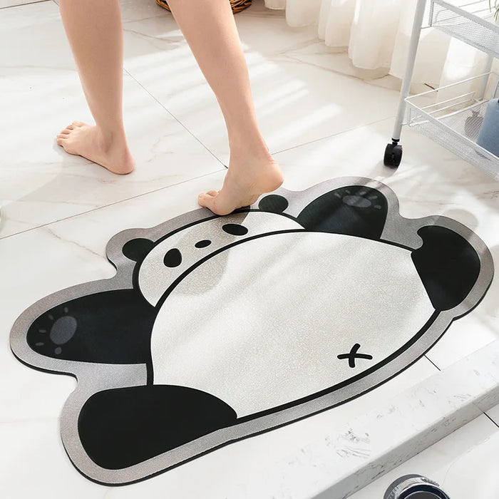 Panda Print Sustainable Bathroom Mat - High Absorbency and Slip-Resistant