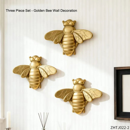 Shop1105298242 Golden Bee Insect Wall Art Set - High-End Home Decor