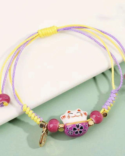 Charming Red Cord Lucky Cat Bracelet - A Thoughtful Gift for Women and Girls