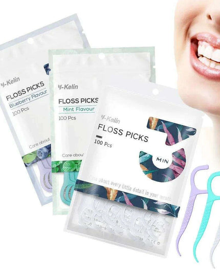 Y-Kelin 100 Count Premium Disposable Floss Picks for Superior Oral Care