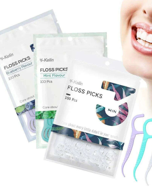 Y-Kelin 100 Count Premium Disposable Floss Picks for Superior Oral Care