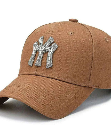 Diamond-Embellished Cotton Baseball Cap with Adjustable Fit