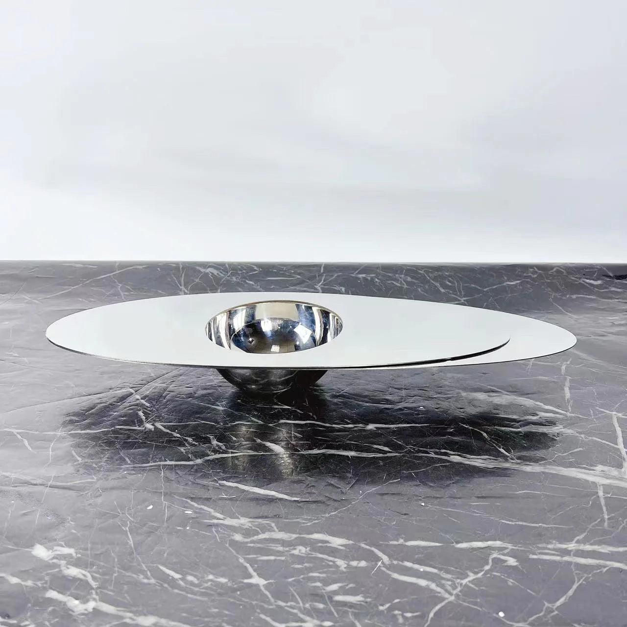 Sleek Stainless Steel Oval Planet-Shaped Jewelry Organizer Tray for Contemporary Decor