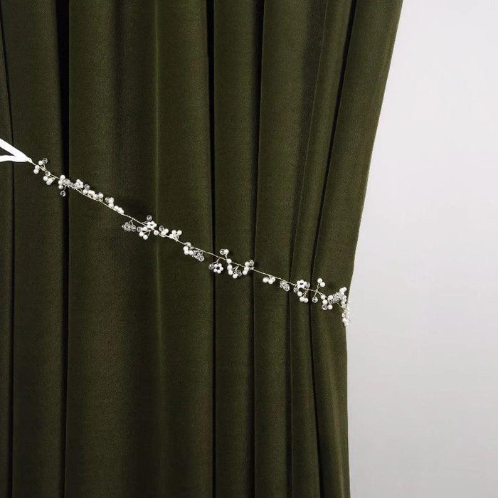 Retro Olive Green Herringbone Curtain