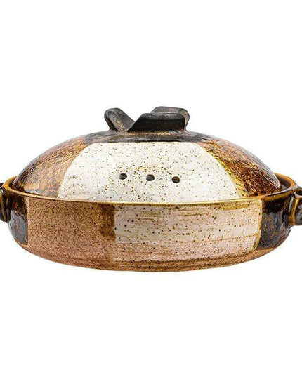 Elegant Tri-Section Japanese Clay Casserole: Perfect for High-Heat Culinary Creations