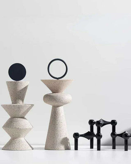 Geometric Elegance: Abstract Sandstone Art Sculpture