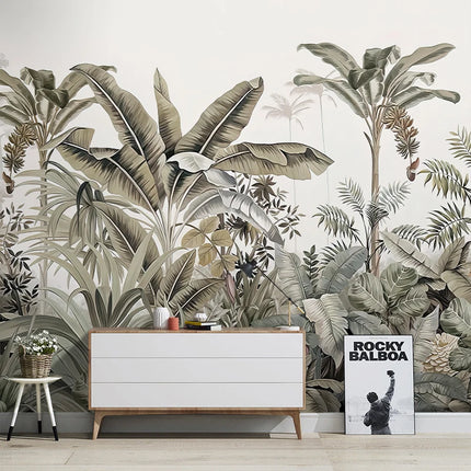 Tropical Jungle French Mural Wallpaper – Hand-Drawn Custom Wall Art