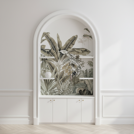 Tropical Jungle French Mural Wallpaper – Hand-Drawn Custom Wall Art