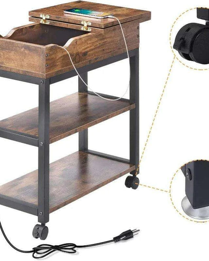 Versatile Charging End Table with Storage Solutions for Compact Living Spaces