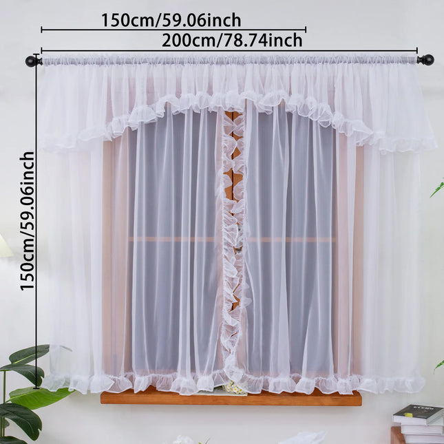 European Minimalist White Sheer Curtain — Pleated Tape, 2 Sizes