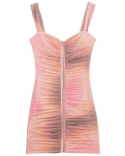 Chic Backless Mini Dress with Vibrant Tie Dye and Ruffles - Must-Have for Summer Parties