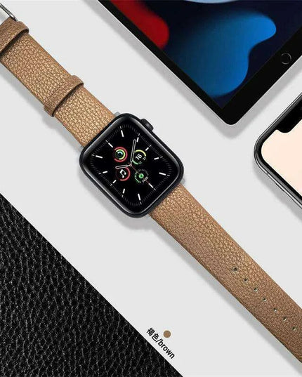 Crimson Glitter Leather Apple Watch Band - Luxe Sparkle Strap