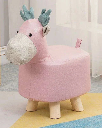 Charming Cartoon Animal Wooden Stool for Kids - Fun and Portable Shoe Changing Seat