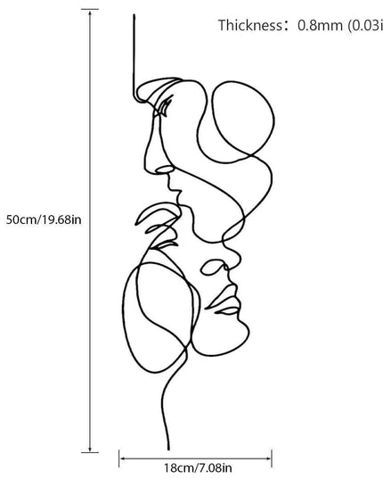 Contemporary Iron Face Line Wall Art Sculpture
