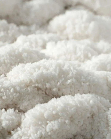 Chic Cream White Plaid Oversized Chunky Knit Throw Blanket - Autumn Comfort