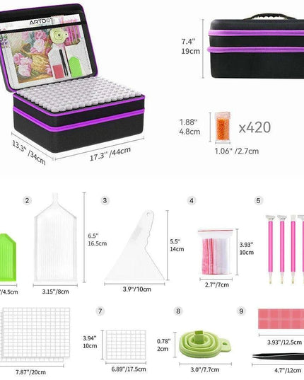 Extraordinary 420-Slot Diamond Painting Organizer with Essential Accessories for Creative Artists