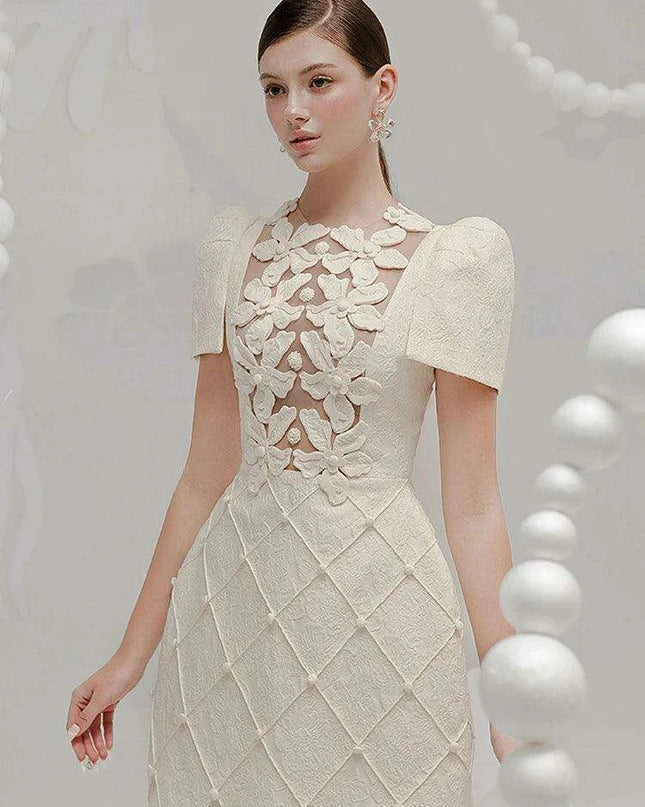 Elegant Floral Embroidered A-line Evening Gown