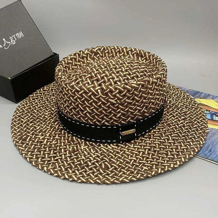 Chic Adjustable Wide Brim Straw Hat for Women - Stylish Sun Protection Beach Accessory Available in 50 Colors